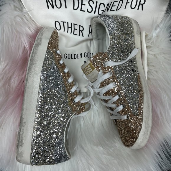 Golden Goose Superstar Bicolor Glitter Low Top Sneakers - Picture 10 of 16